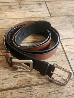Fossil 2 Men's Two-Tone Brown and Black Leather Belt